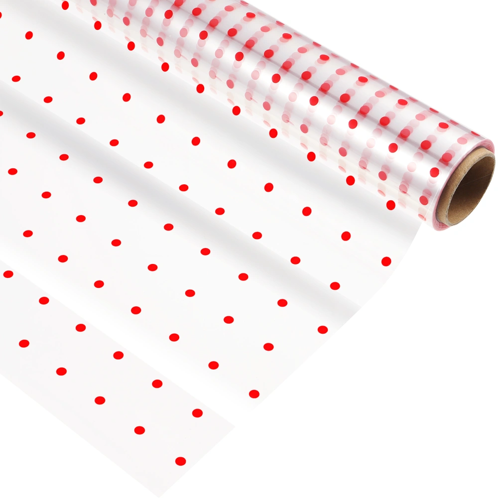 STOBOK Cellophane Wrap 2.5 Mil Thickness Cellophane Wrap Roll Red Dots Pattern Design Cellophane Bags to Wrap Gift Baskets Arts & Crafts (3000x40cm)