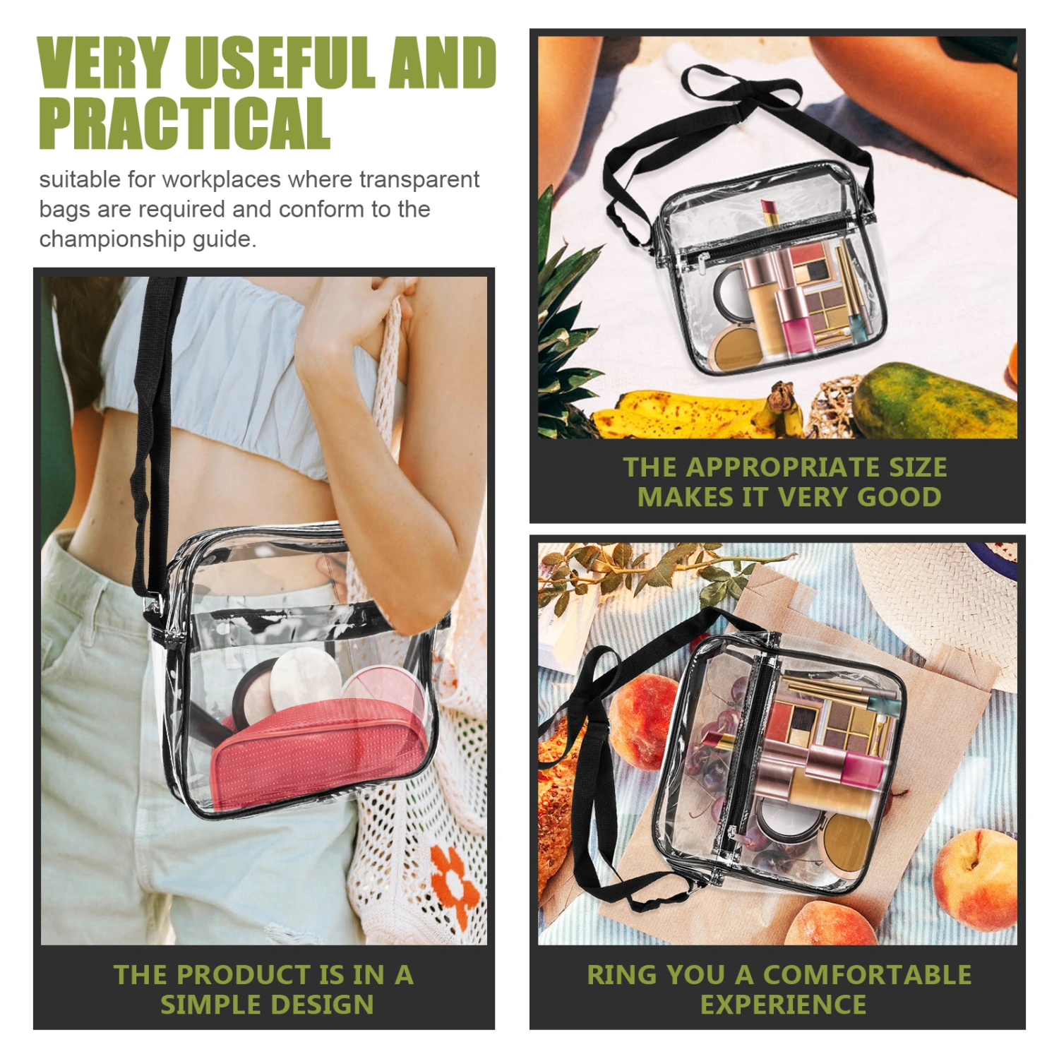 Transparent PVC Female Bag Lightweight Single Shoulder Bag Cross-body Bag