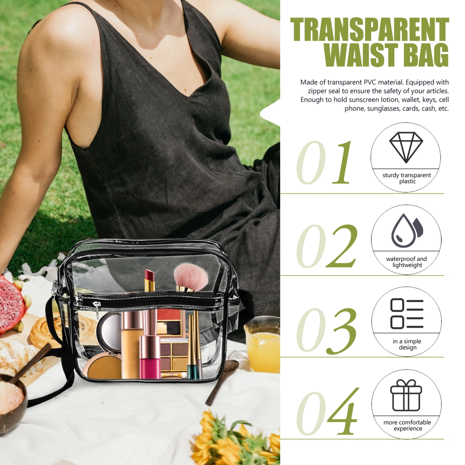 Transparent PVC Female Bag Lightweight Single Shoulder Bag Cross-body Bag