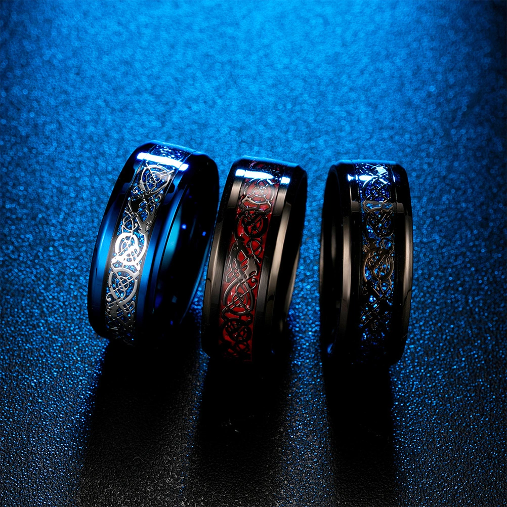 1Pc Mirror Polishing Finger Ring Unique Nibelon Carbon Fiber Ring Fashion Personality Cool Men Ring Jewelry (Black and Red Bottom Size 10)