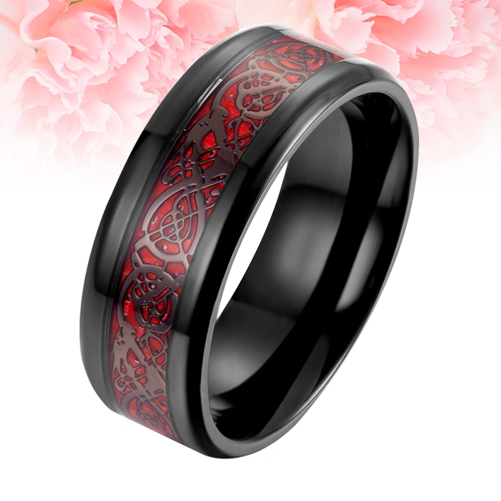 1Pc Mirror Polishing Finger Ring Unique Nibelon Carbon Fiber Ring Fashion Personality Cool Men Ring Jewelry (Black and Red Bottom Size 10)