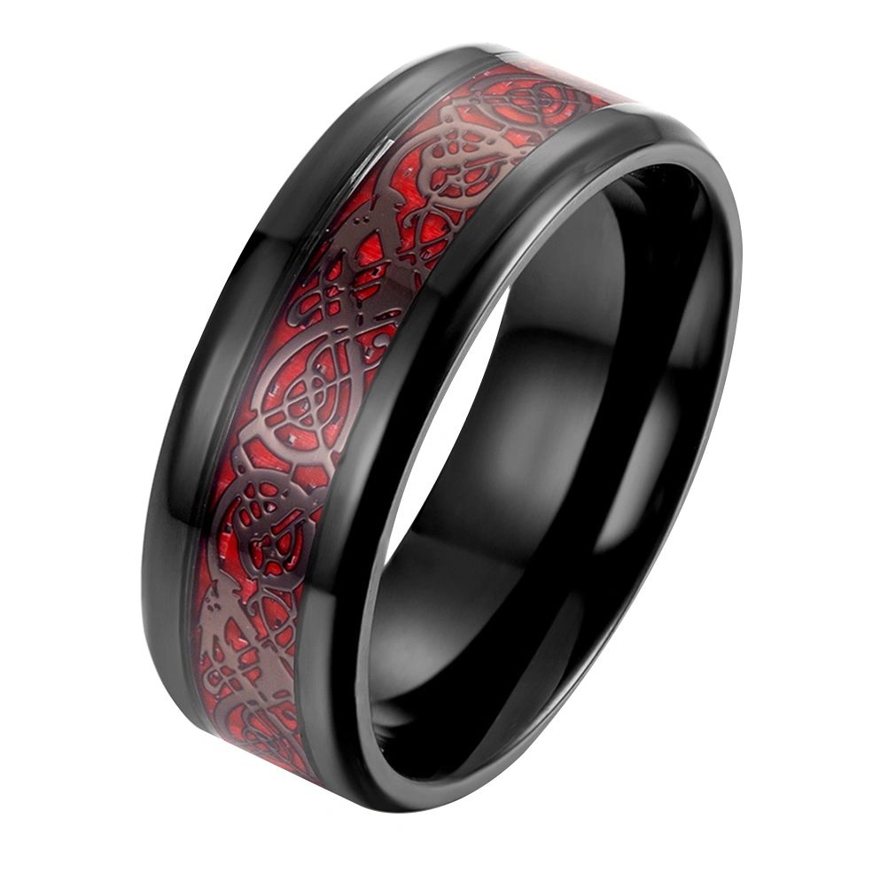 1Pc Mirror Polishing Finger Ring Unique Nibelon Carbon Fiber Ring Fashion Personality Cool Men Ring Jewelry (Black and Red Bottom Size 10)