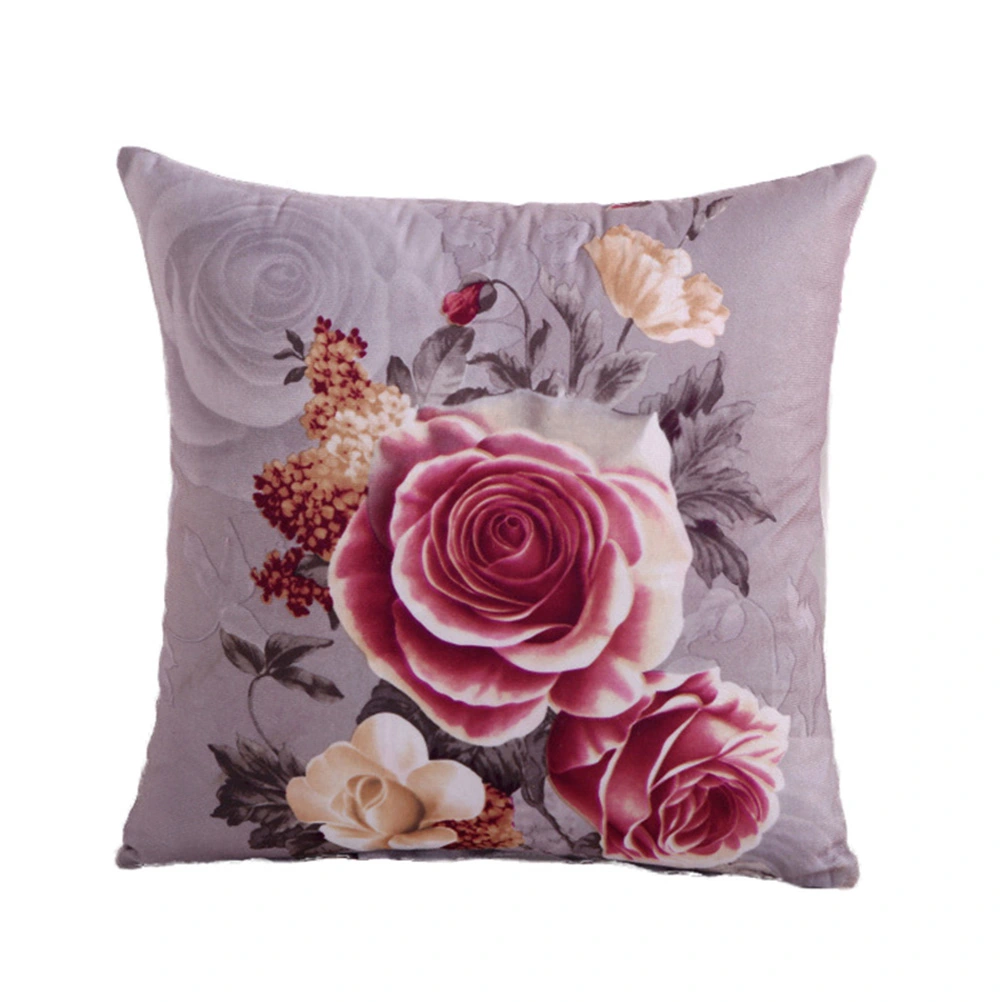 Peony Flowers Pattern Throw Pillow Case Cushion Cover Home Sofa Decoration (Grey)