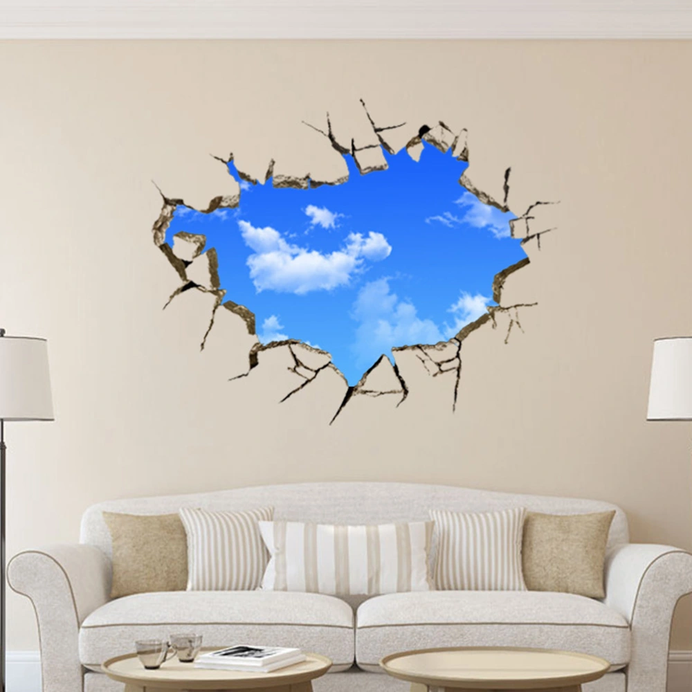 Removable 3D Sky Cloud Wall Stickers Living Room TV Background Wall Decals Mural Home Decor 50x70cm