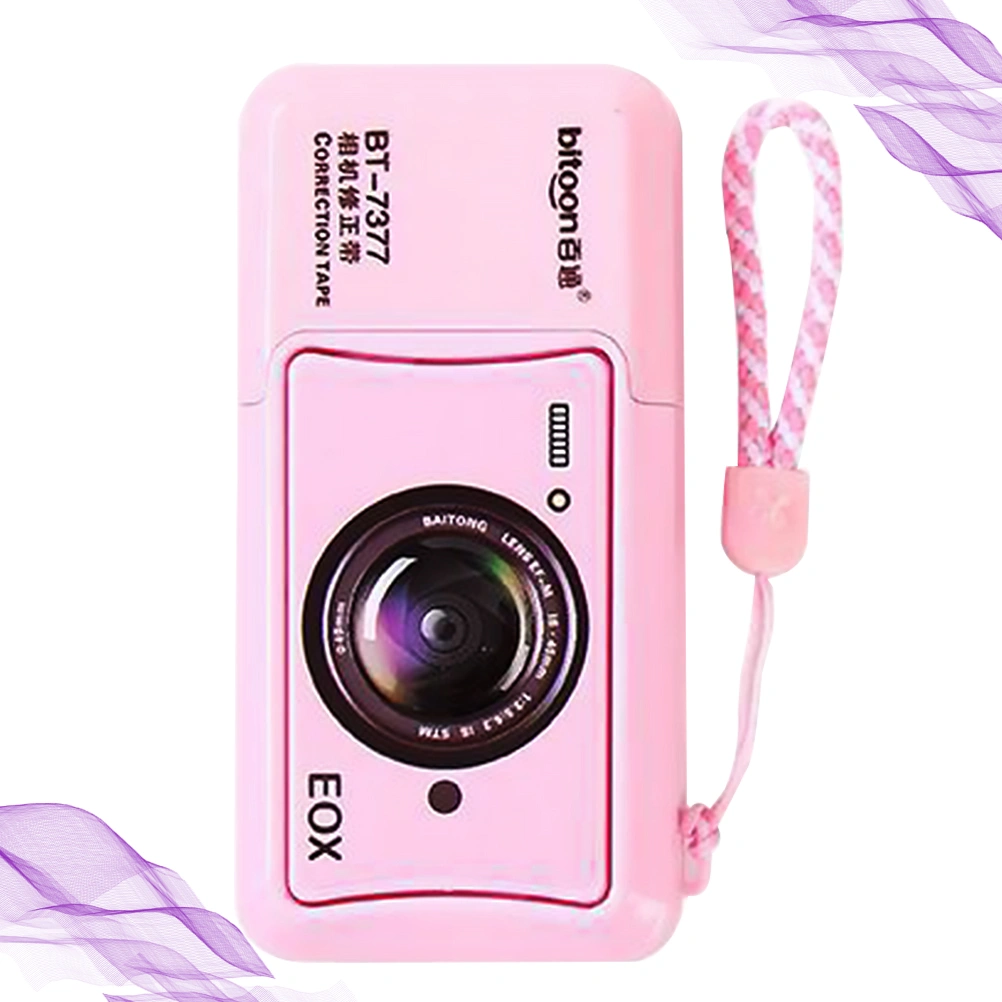 3Pcs Camera Shaped Correction Tape Adhesive Dots Stick Roller Tape Students Stationery Tool Random Color