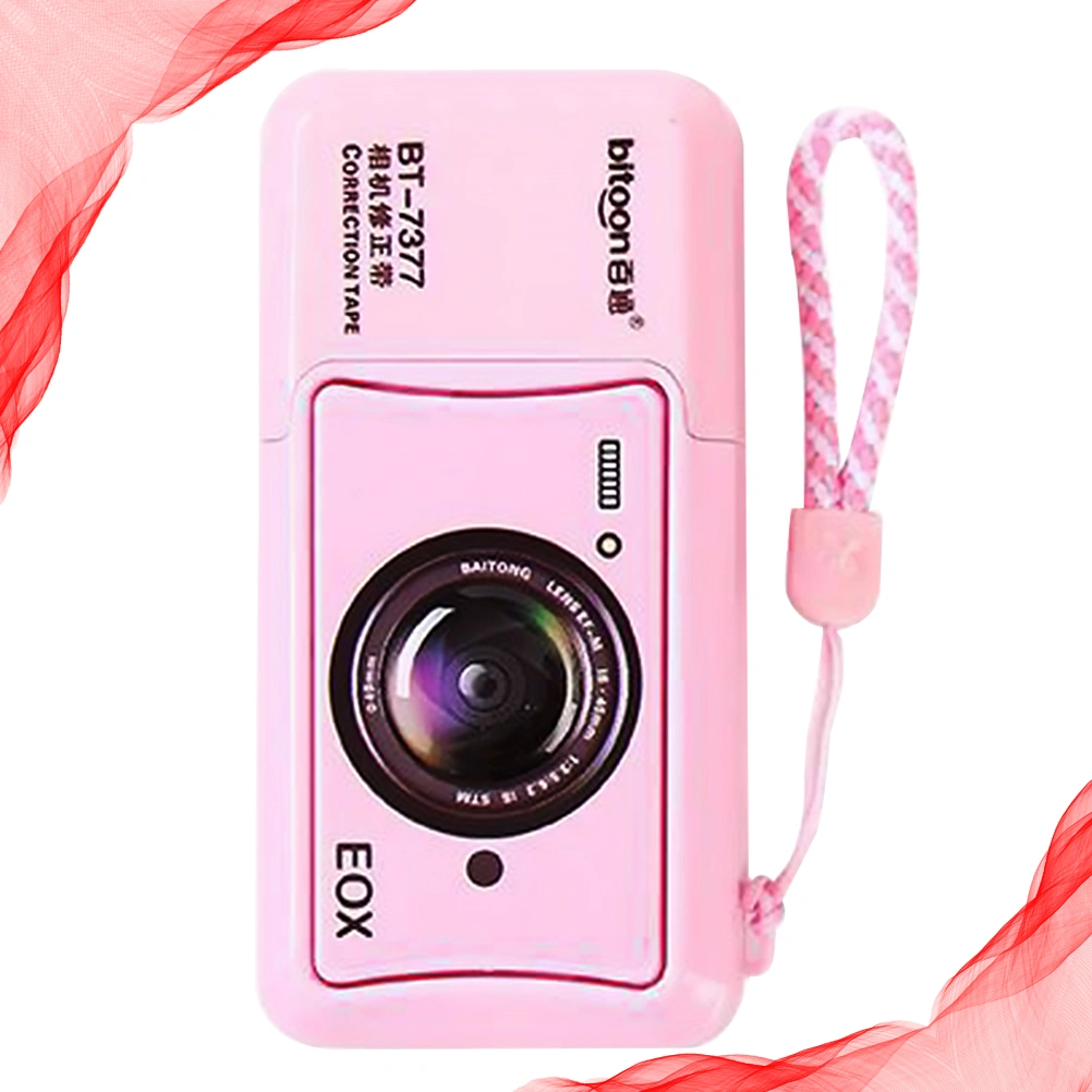 3Pcs Camera Shaped Correction Tape Adhesive Dots Stick Roller Tape Students Stationery Tool Random Color