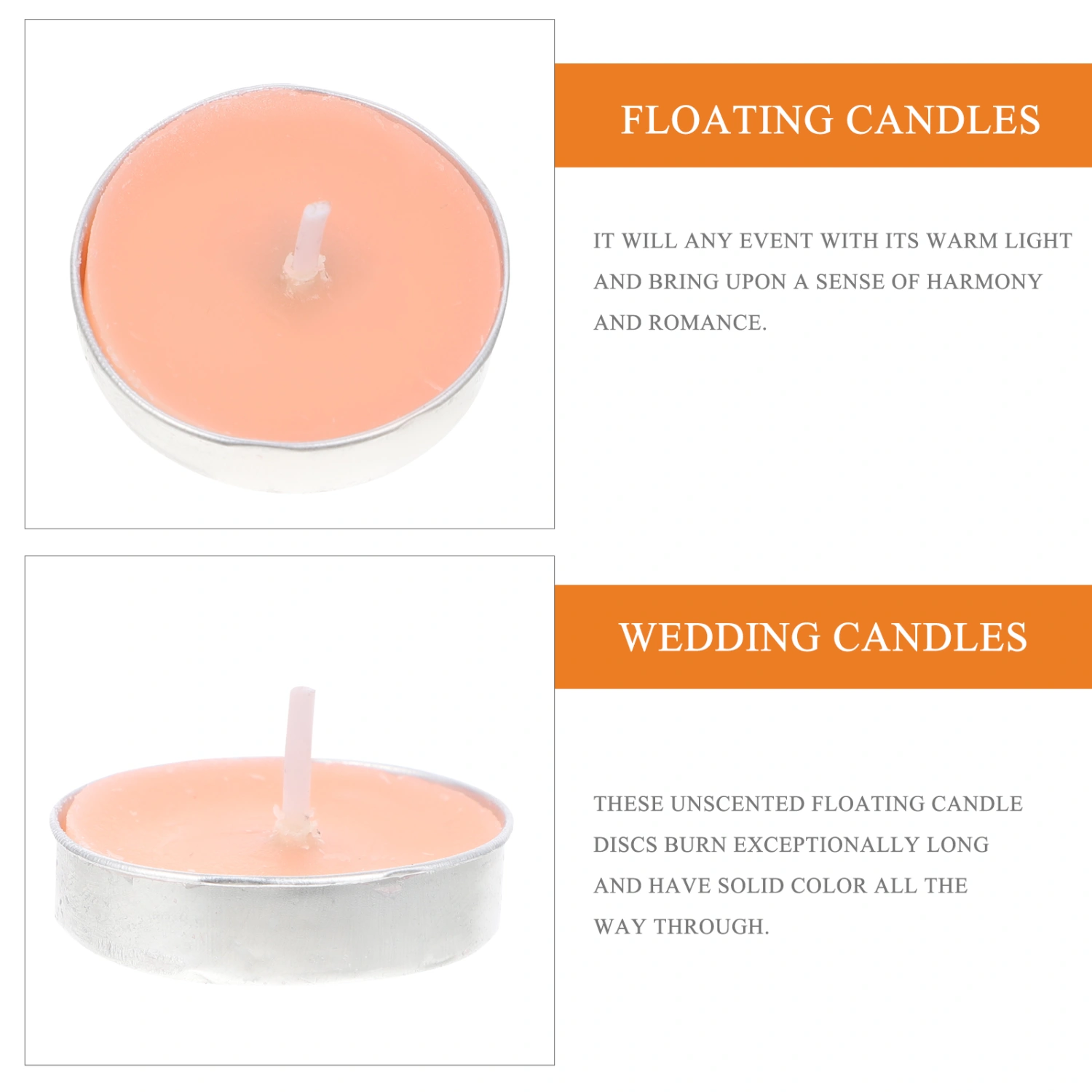 10Pcs Unscented Small Floating Candles for Wedding Party Event New Year Christmas Decoration (Pink)