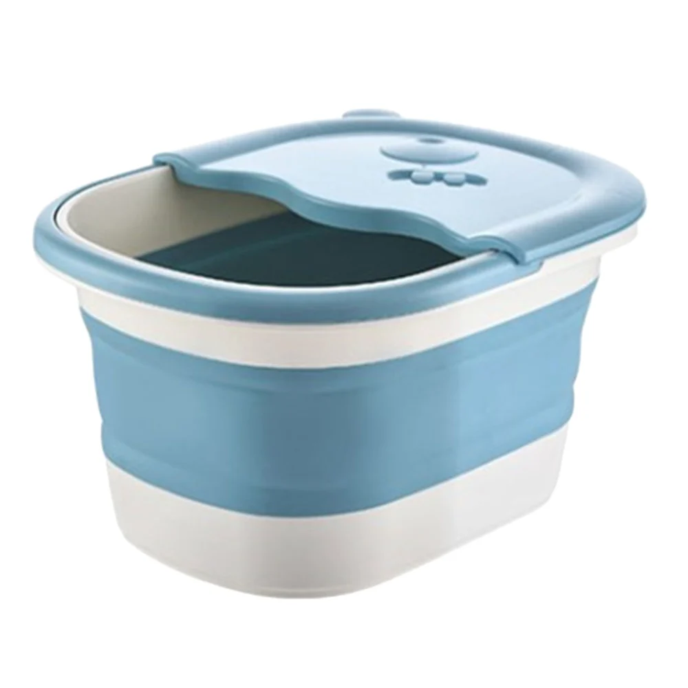 1Pc Foot Soak Bucket Creative Foot Tub Outdoor Travel Folding Bath Basin (Sky-blue)