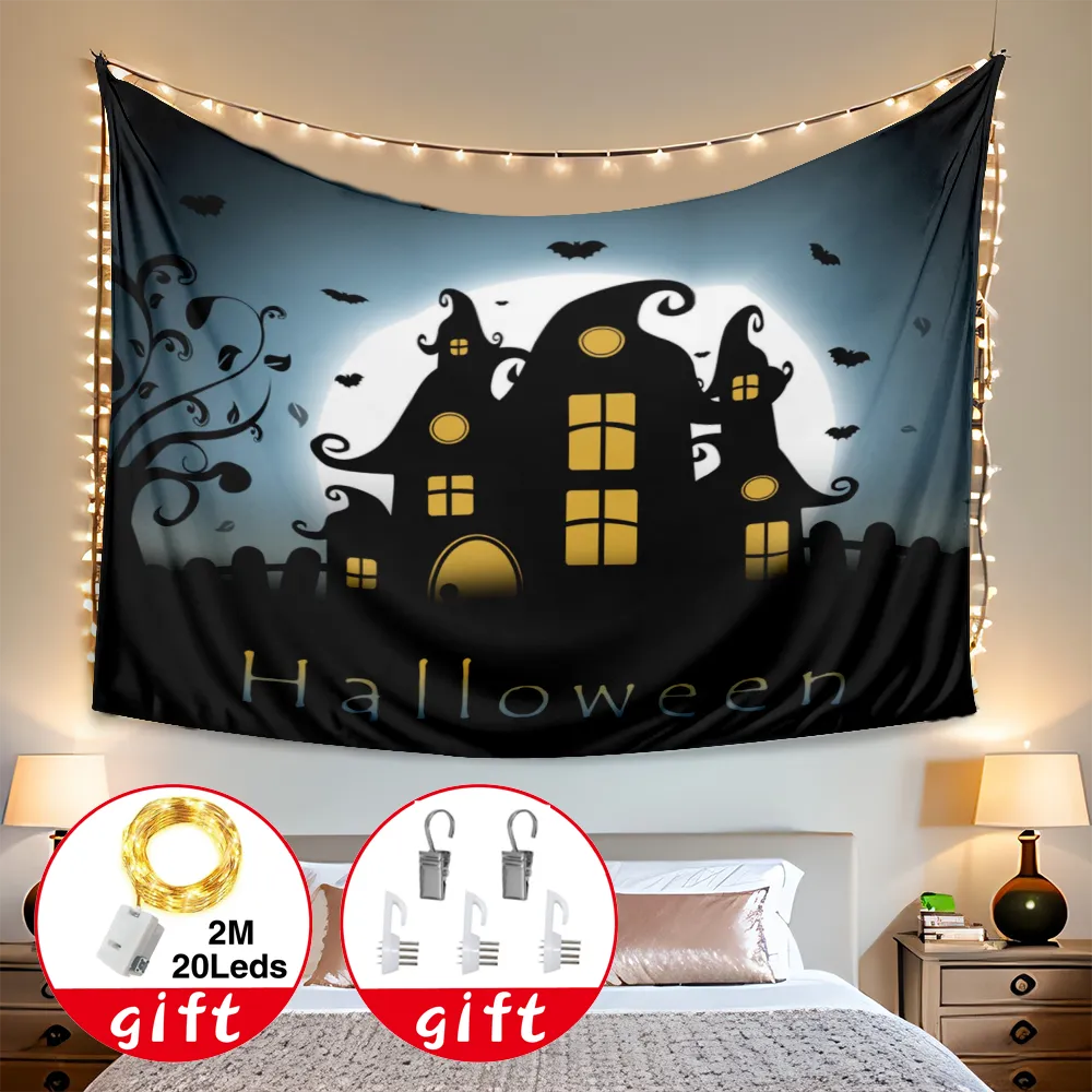 Halloween Tapestry, Halloween Gothic Scary Netting Tapestry, for Men Women Gothic Hippie Halloween Bohemian Terror Rock and Roll Bedroom Living Room Dor,#186