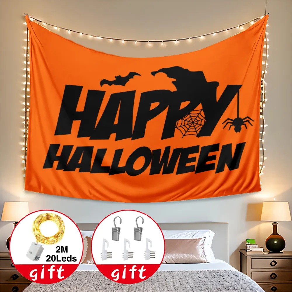 Halloween Decorative Tapestry, Pumpkin Tapestry, for Bedroom Full Moon Bats Scary Horror Night Sky Tapestries, Living Room College Dorm,#389