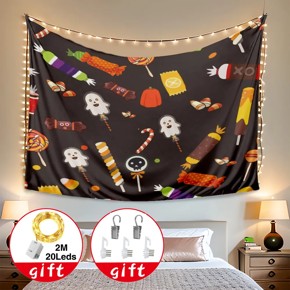 Halloween Decorative Tapestry, Night Scenery Fantasy Halloween Tapestry, for Teen Girl College Dorm Bedroom Living Room Party Decoration,#200