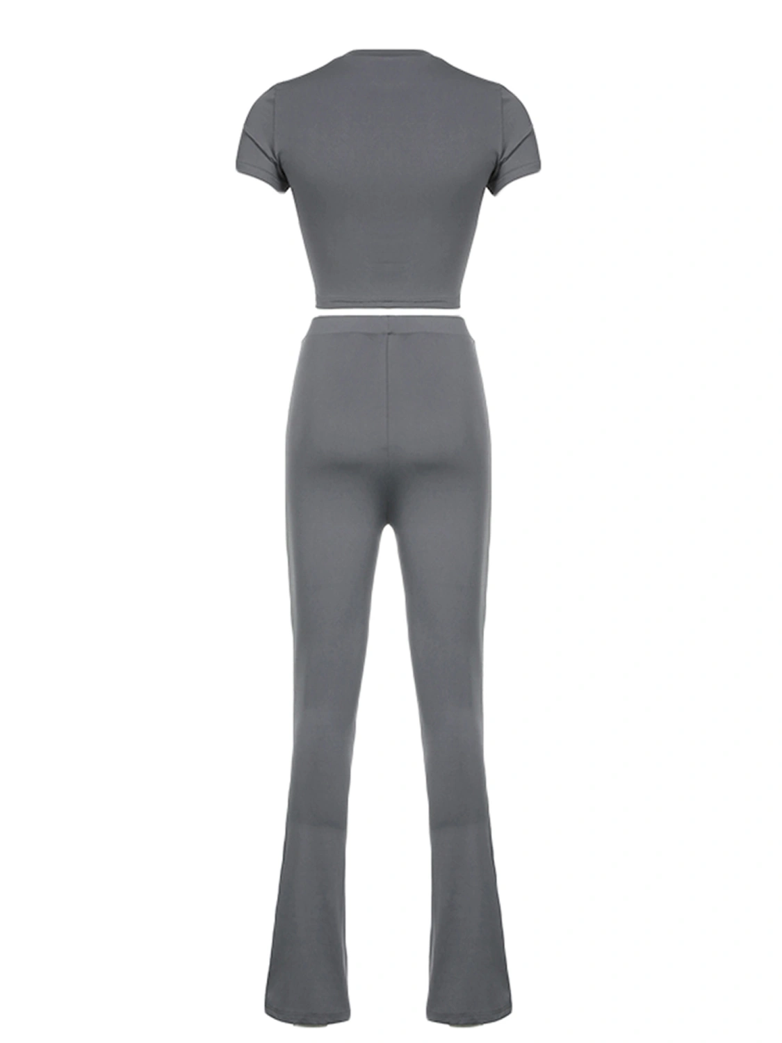 Women Summer Trousers Outfits Cutout Cropped T-shirt and Flared Pants