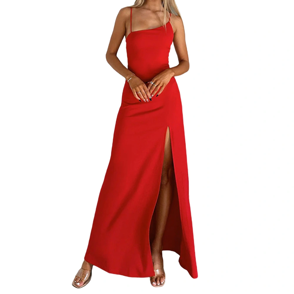 Women's High Split Long Dress, Spaghetti Strap Cocktail Dress