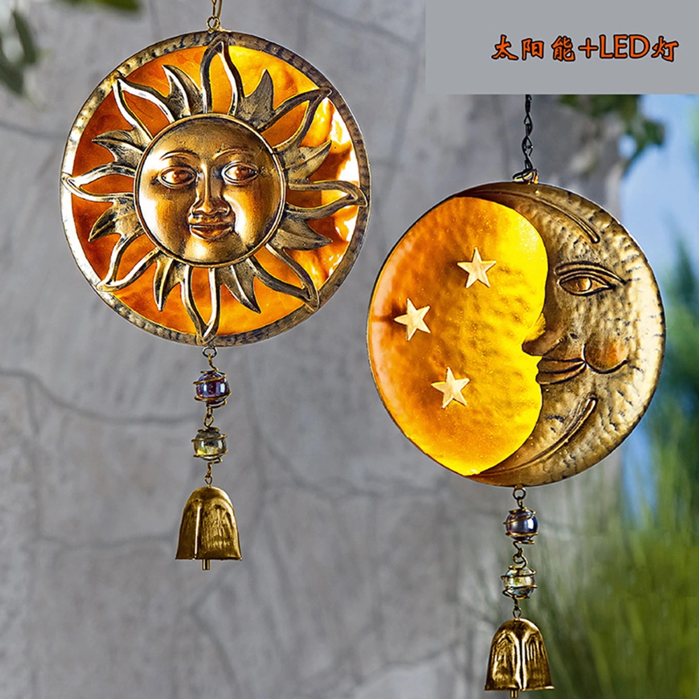 Decorative Pendants, Sun/ Moon Pattern Wind Chime Metal Ornaments