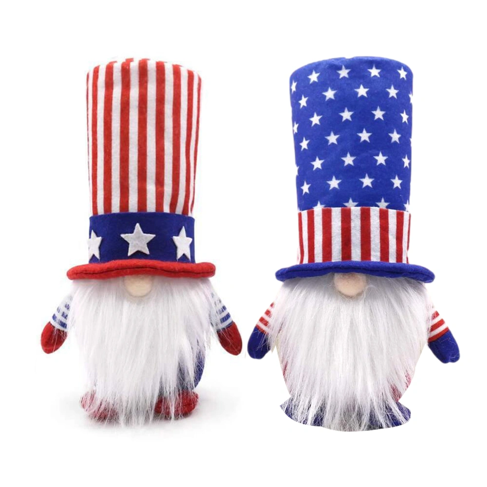 Patriotic Dwarf Doll, American Striped Star Plush Gnome Figurine