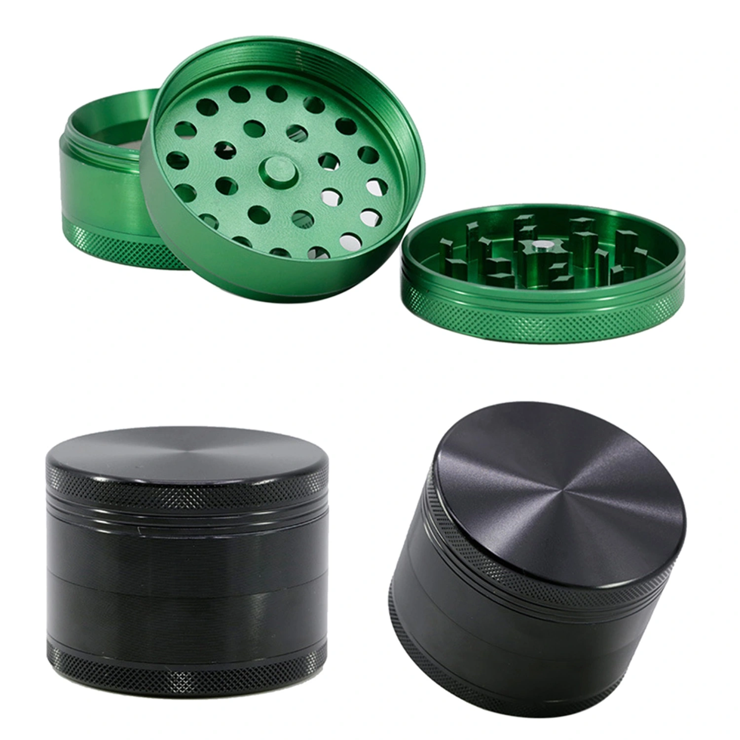 Aluminium Alloy Tobacco Crusher, 4 Layer Round Spice Herbal Grinder