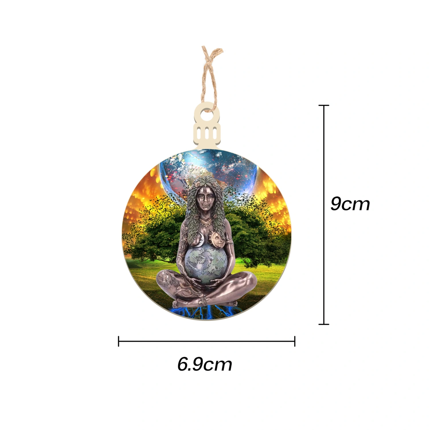 Wooden Gaia Mother Earth Tag, Hanging Sign for Home Decoration