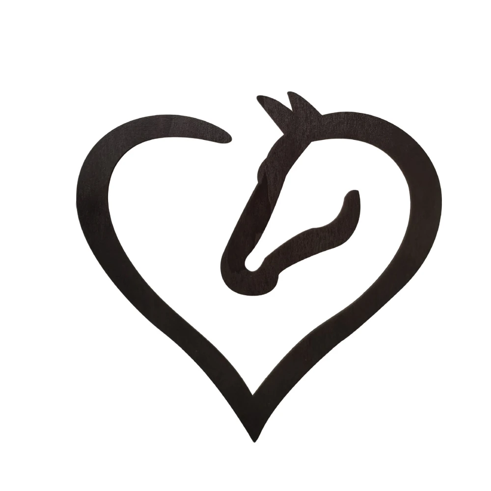 Heart Horse Decoration, Wooden Sign Vintage Style Desktop Ornament