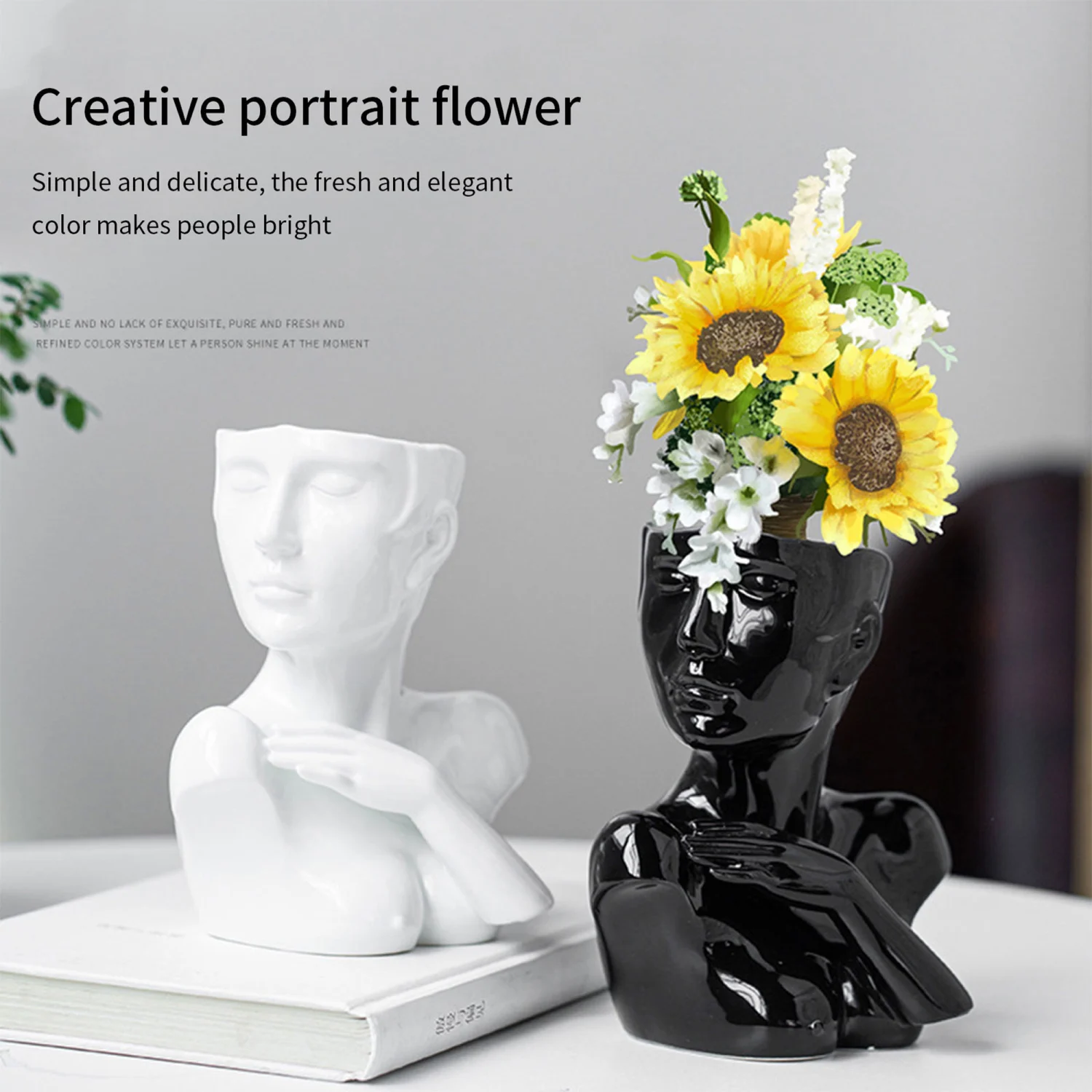 Ceramic Vase, Body Art Female Styling Half Length Art Statue