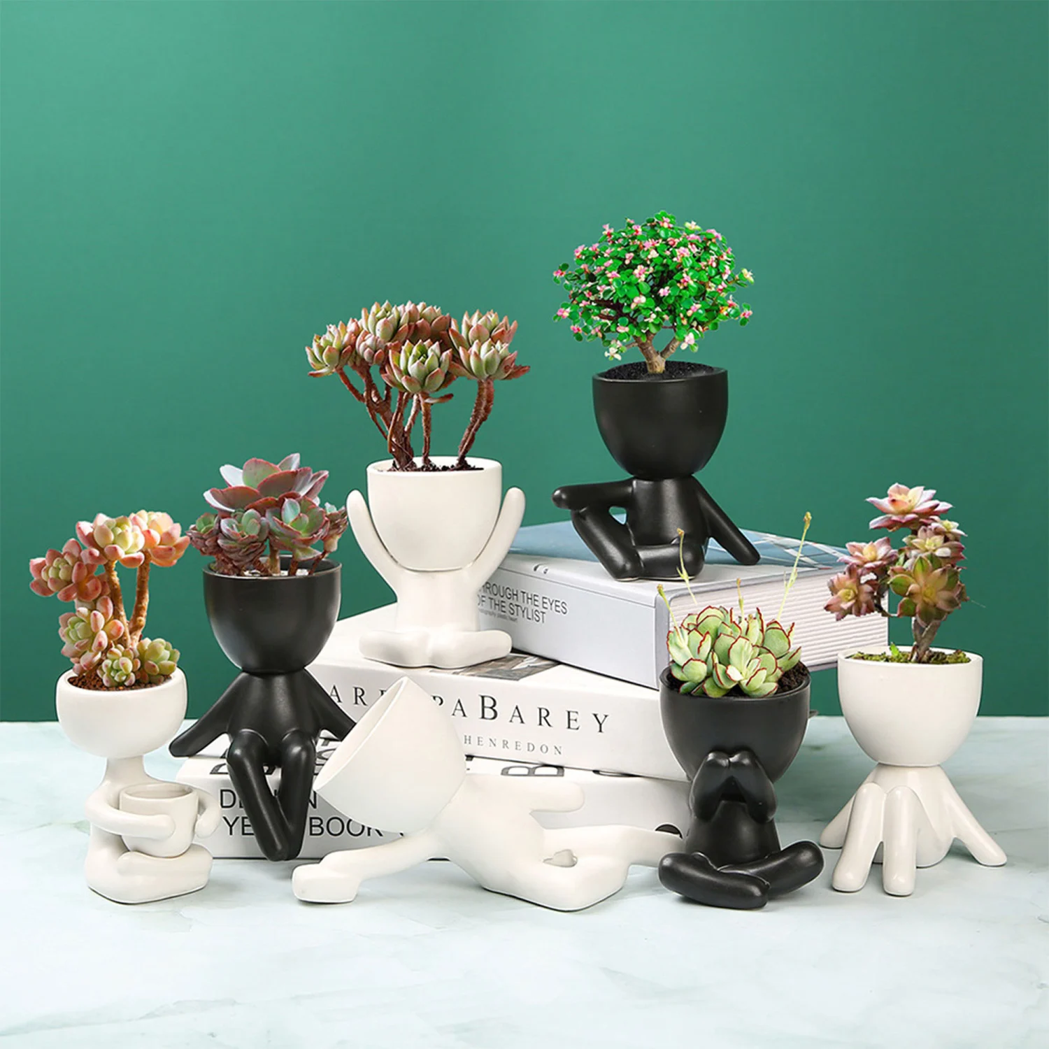 Ceramic Flowerpot, Solid Color Cartoon Figure Shaped Vase Artware