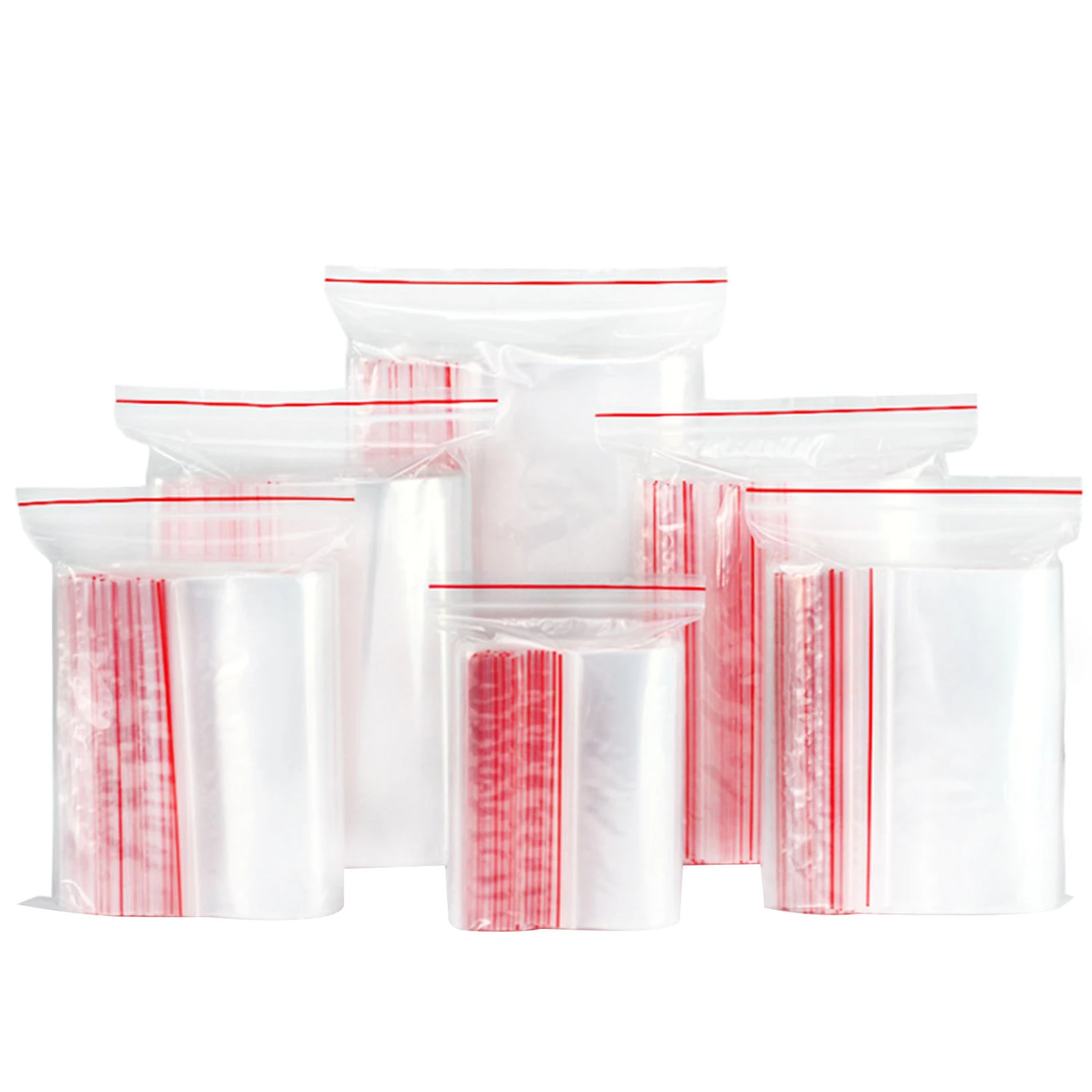 Clear Zip Poly Bags, 100 Pcs Reusable Sealed Poly Storage Plastic Bags