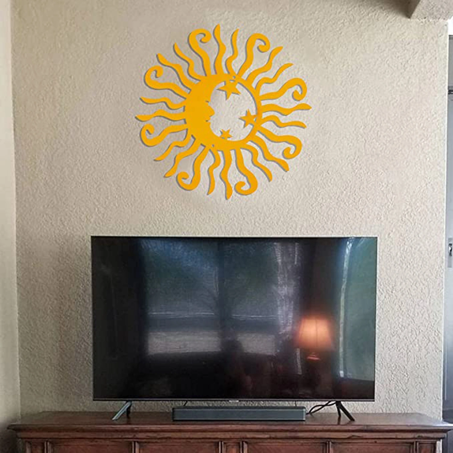 Metal Sun Moon Wall Decor Art Sculpture for Inside or Outside Decor