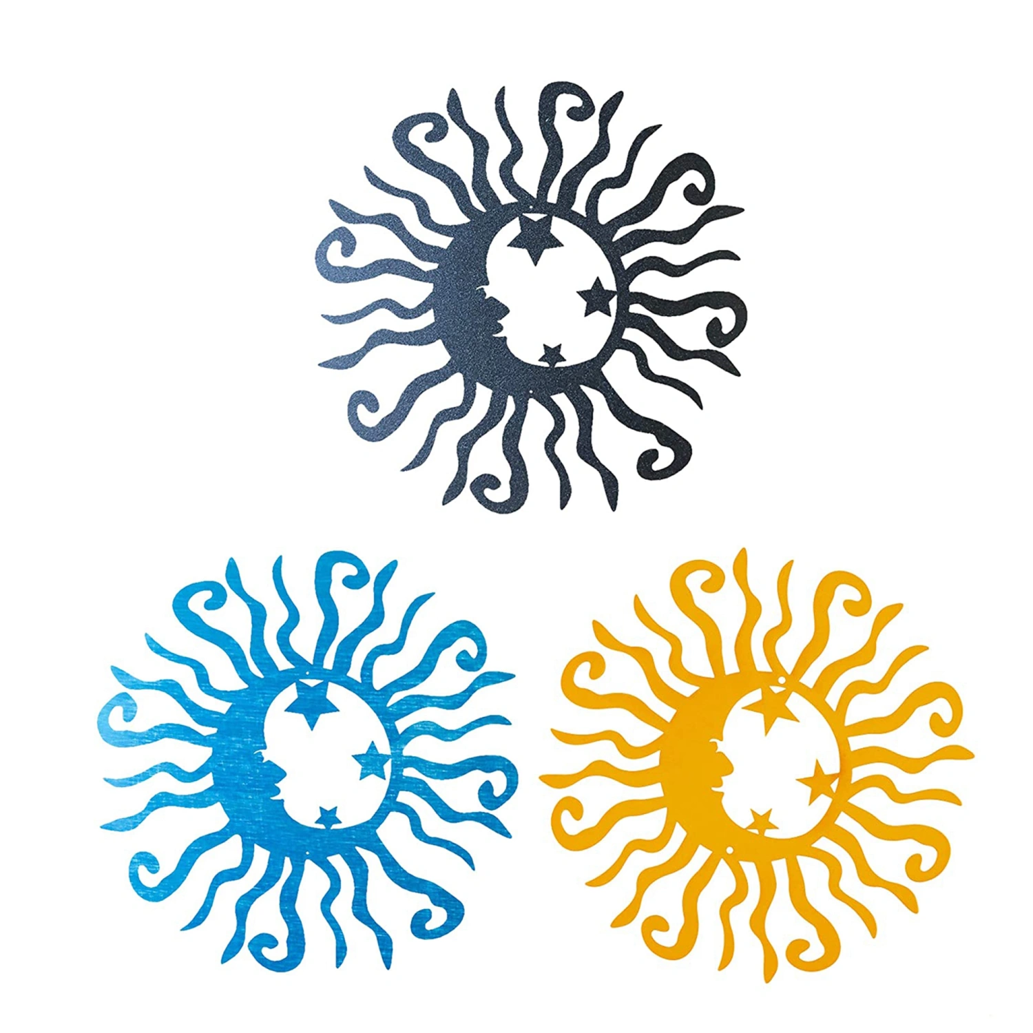 Metal Sun Moon Wall Decor Art Sculpture for Inside or Outside Decor