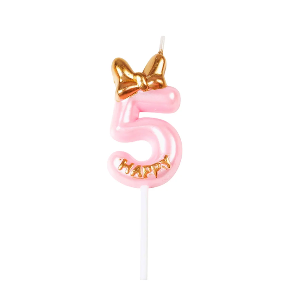 Numeral Birthday Candles Cake Topper with Bowknot/Hat for Boys Girls