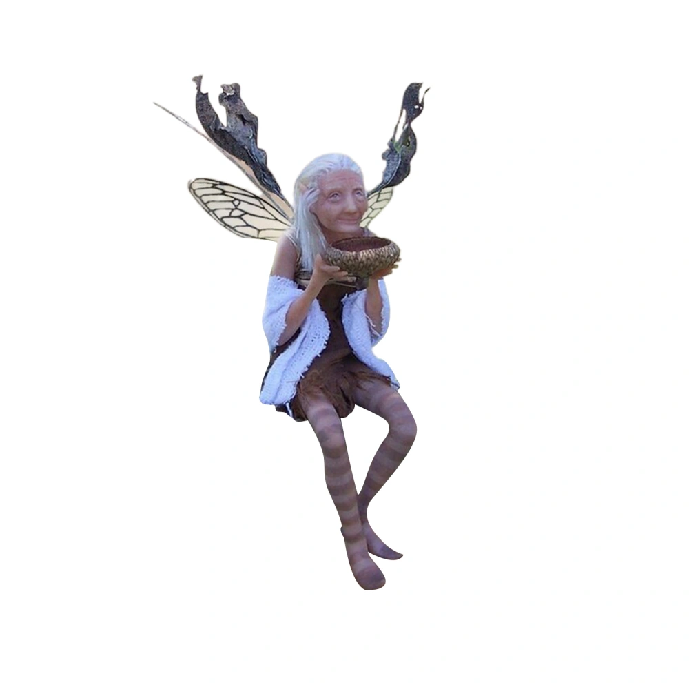 Resin Old Woman Sculpture, Butterfly Fairy Personalized Decoration