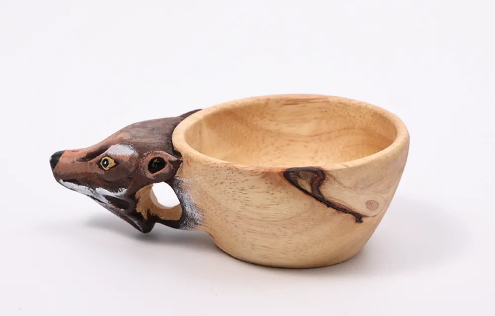 Animal Wooden Water Cup, Hand Carved Unique Simulation Decoration