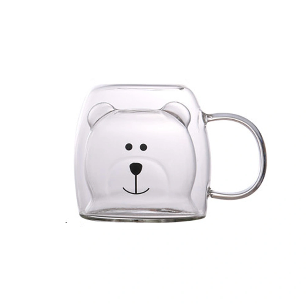 Double Wall Glass Mugs, Cute Bear Cup Coffee Mugs Birthday Gifts