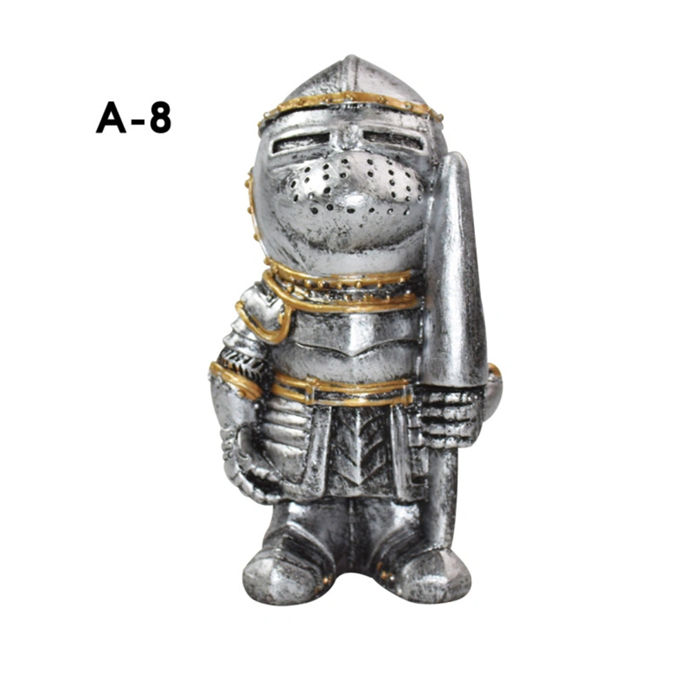 Gnomish Resin Statue, Medieval Crusader Sculpture Dwarf Ornament