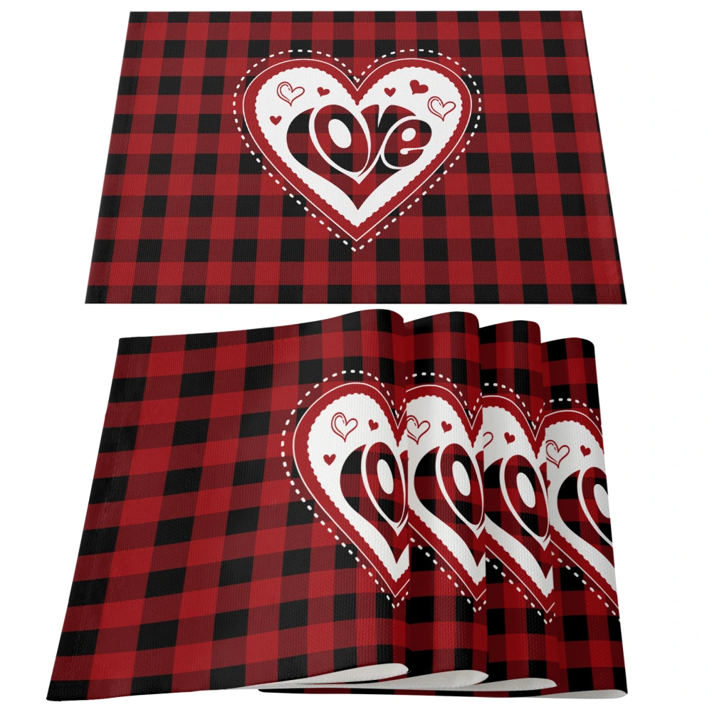 Valentine's Day Placemats, Anti-Skid Fork Dish Bowl Pads Table Mats