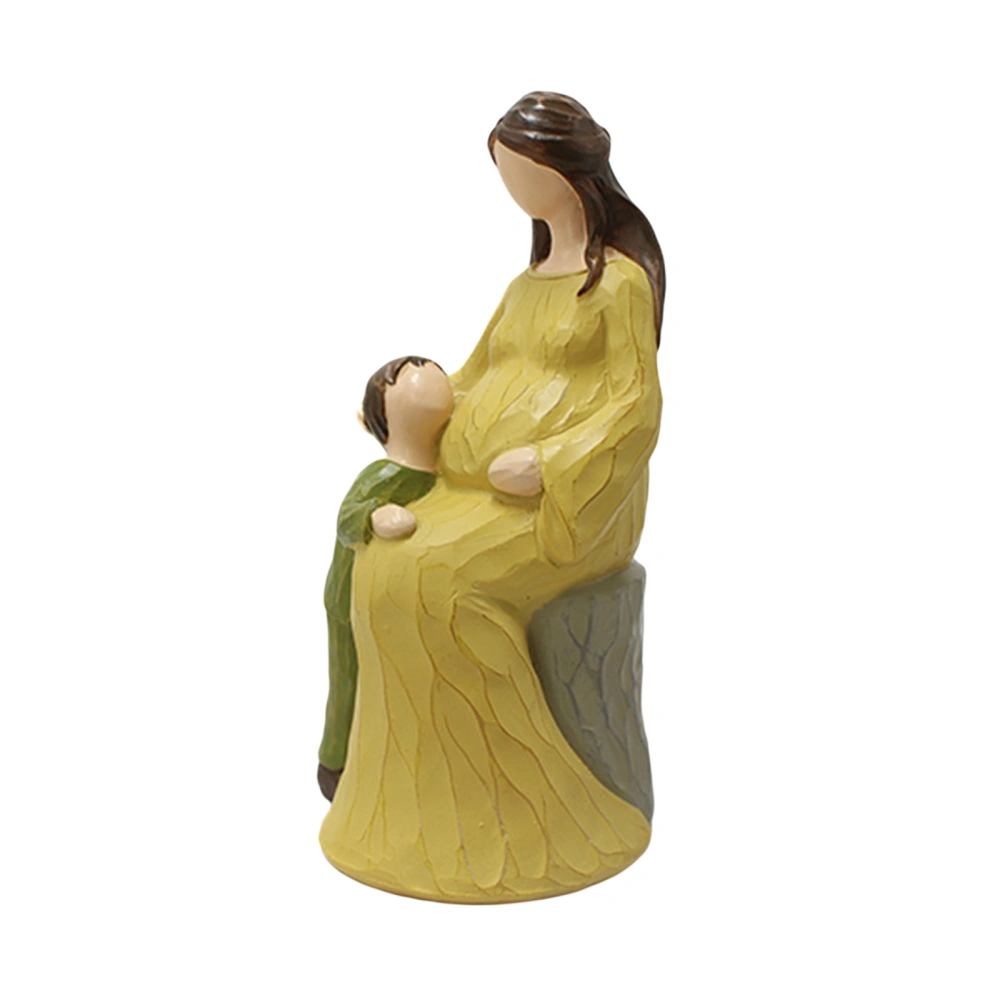 Father and Son Figurines, Hand-Painted Mom and Child Sculptures