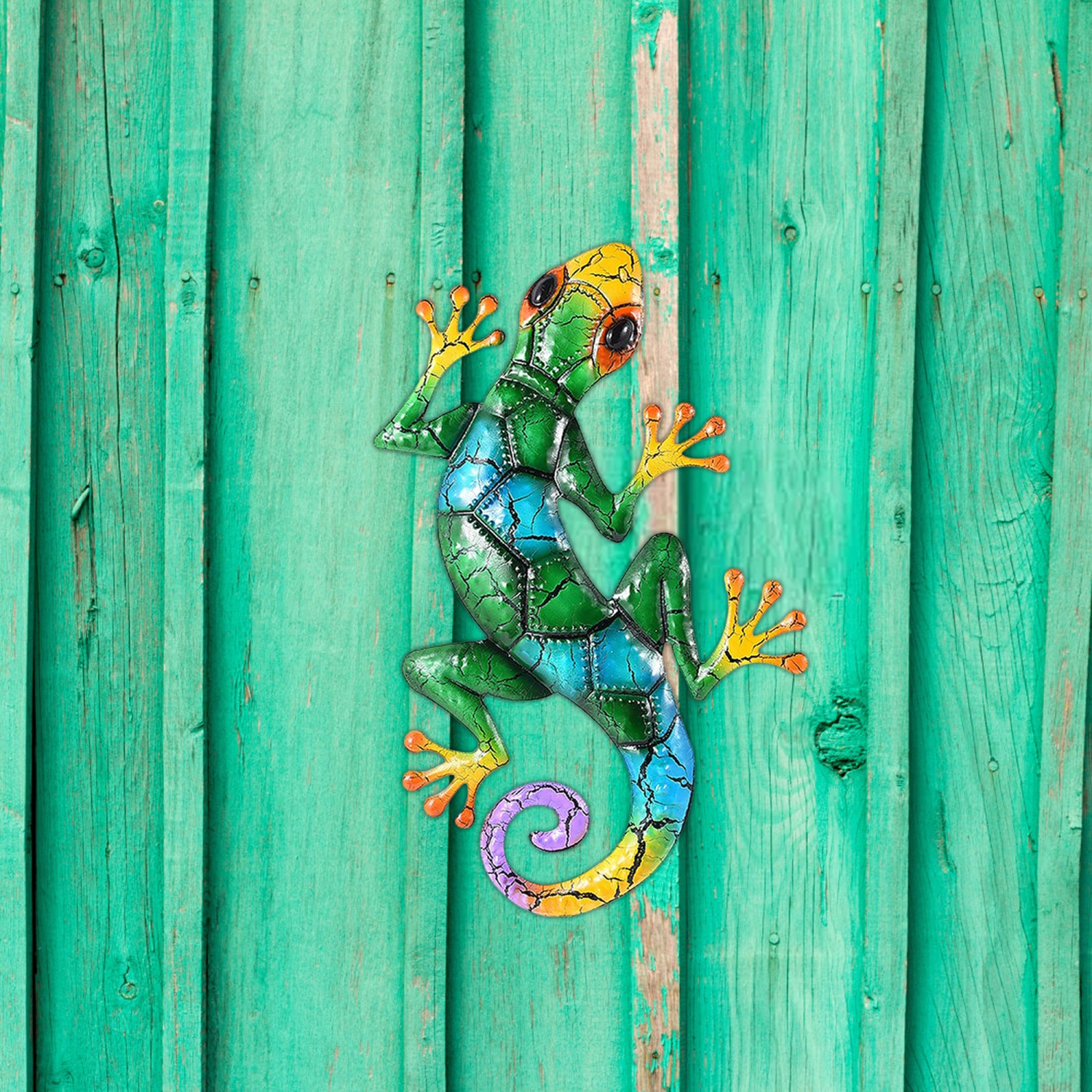 Metal Wall Ornament, Cartoon Gecko Shape Pendant Home Decoration