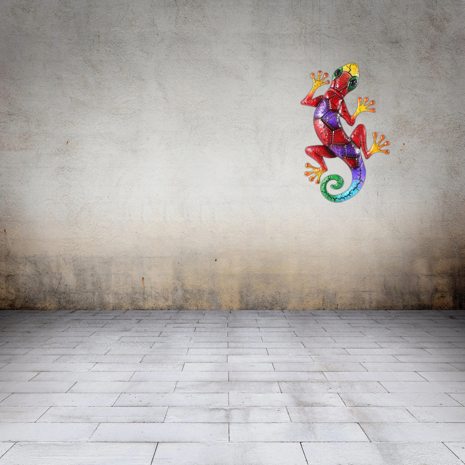 Metal Wall Ornament, Cartoon Gecko Shape Pendant Home Decoration