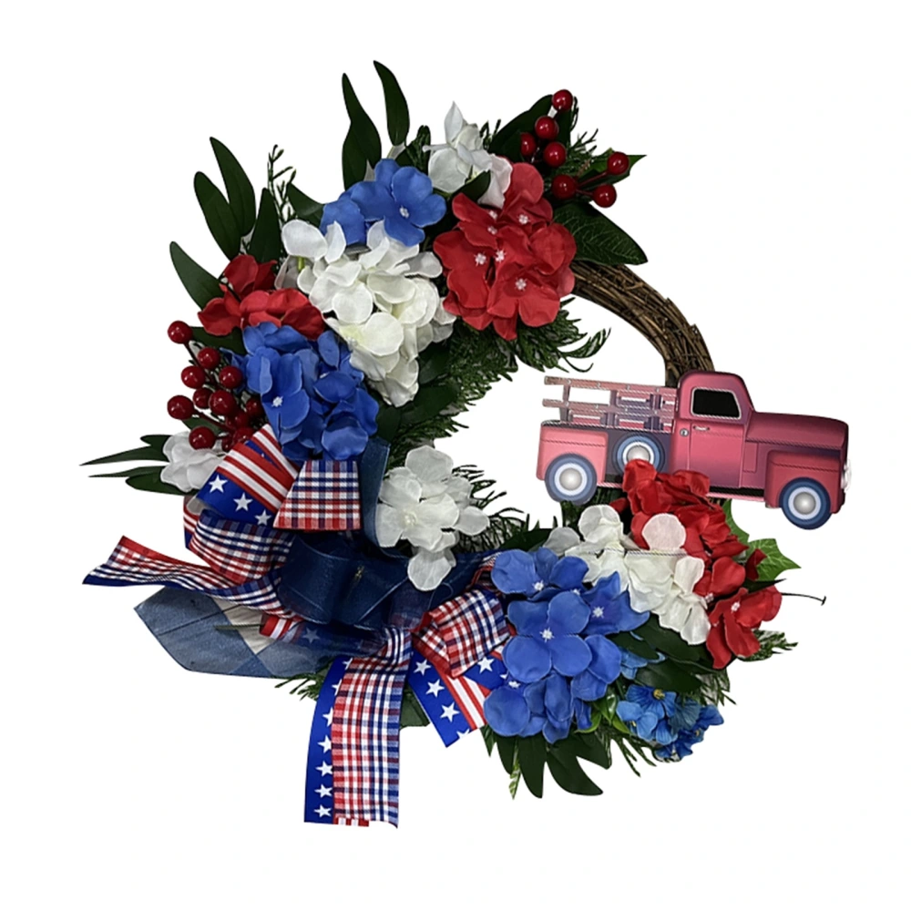 Independence Day Wreath, Stripe Stars Printed Ribbon Flower Wreath