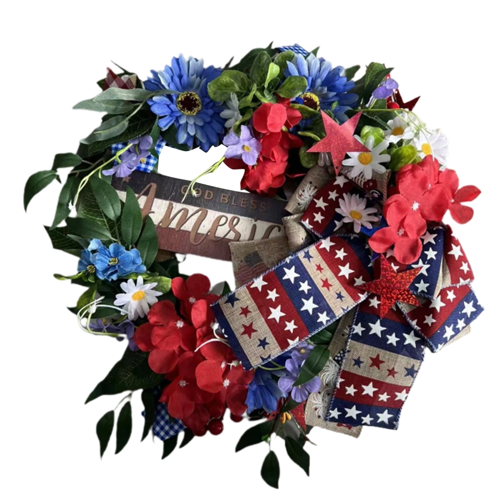 Independence Day Decorative Garland, Flower/Plant Ribbon Bow Wreath