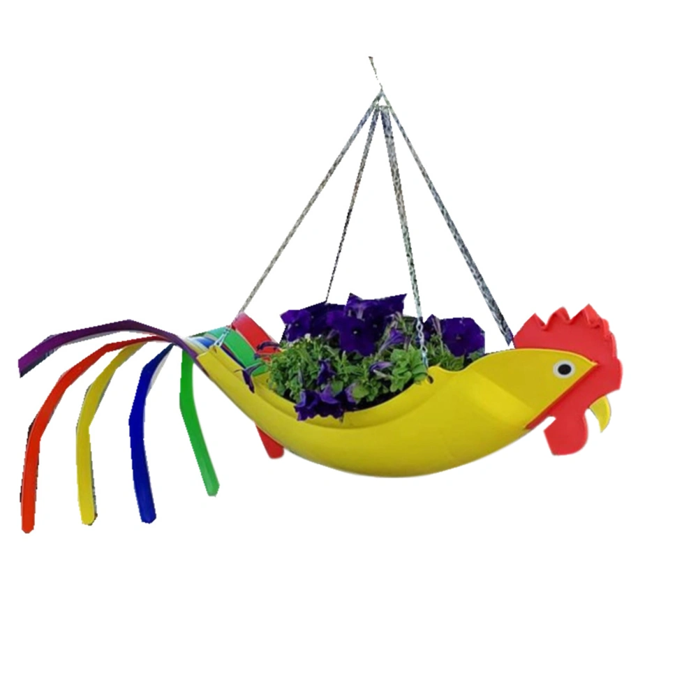 Rooster Hanging Planter, Flower Pot Plant Hanger with Metal Chain