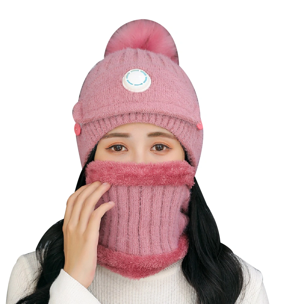 Three-Piece Hat Scarf Mask Set, Knitted Cap+ Neckerchief+ Mask