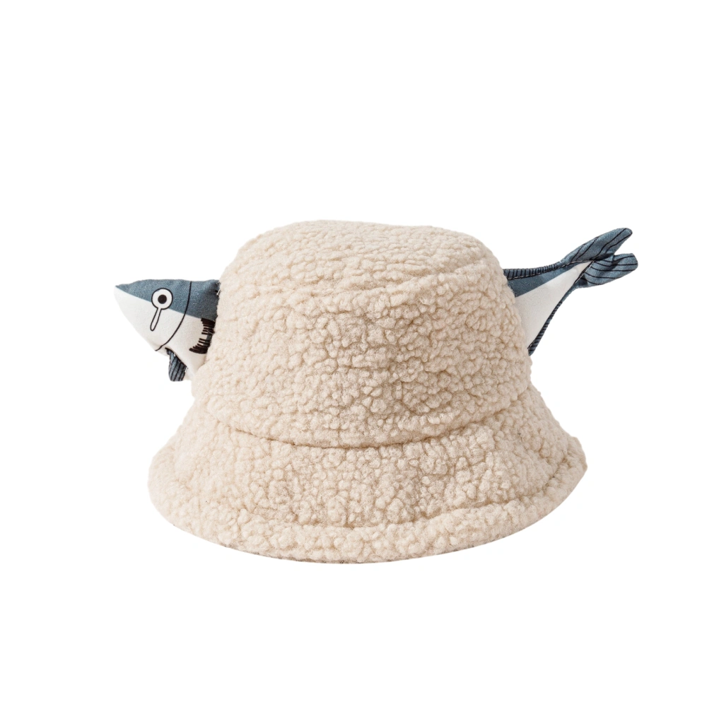 Warm Fishmen Plush Hat for Women, Animal 3D Fish Slouchy Basin Cap