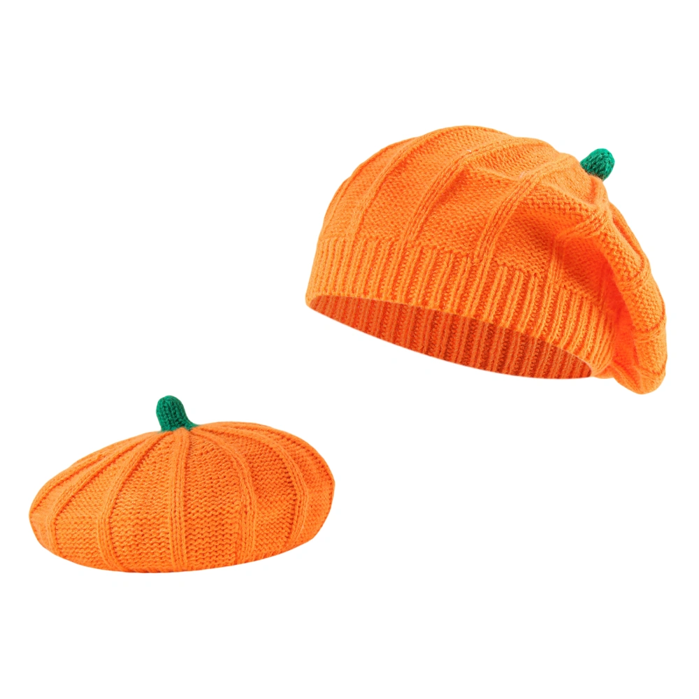 Parent-Child Berets Hat Halloween Pumpkin Winter Warm Knit Hat