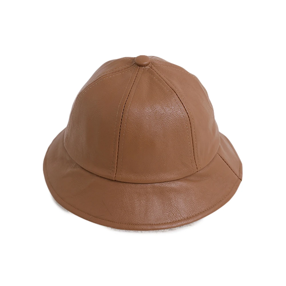 Baby Bucket Hats, PU Leather Wide Brim Warm Winter Hat for Girls Boys