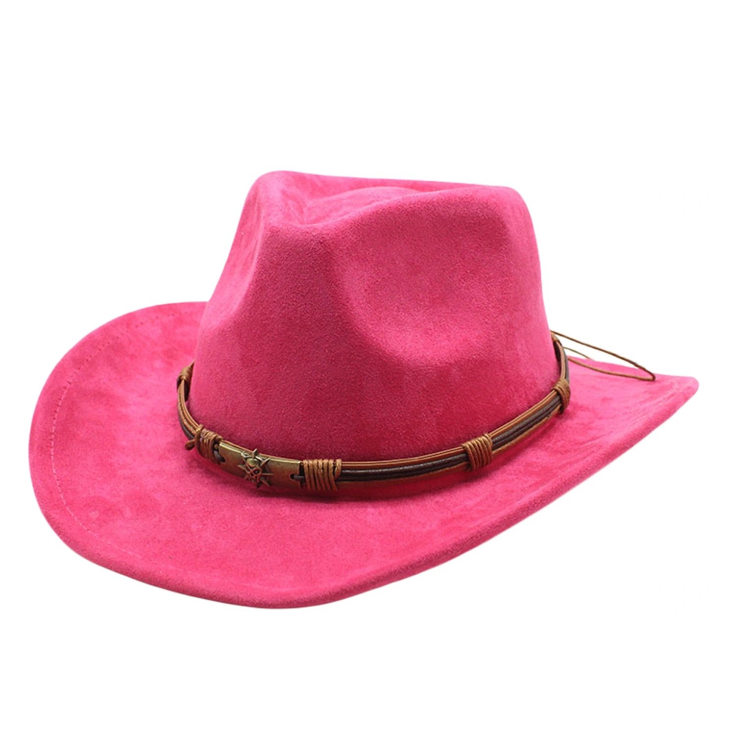 Women Men Felt Cowboy Hat, Vintage Skull Roll-up Wide Brim Western Hat