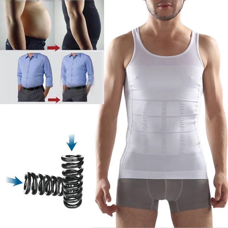 Men Firm Slim Undershirt Compression Support Vest Body Shape T-Shirt