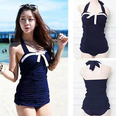 Women' s Sexy Push Up Padded Swimsuit Bowknot Halter Bikini Set