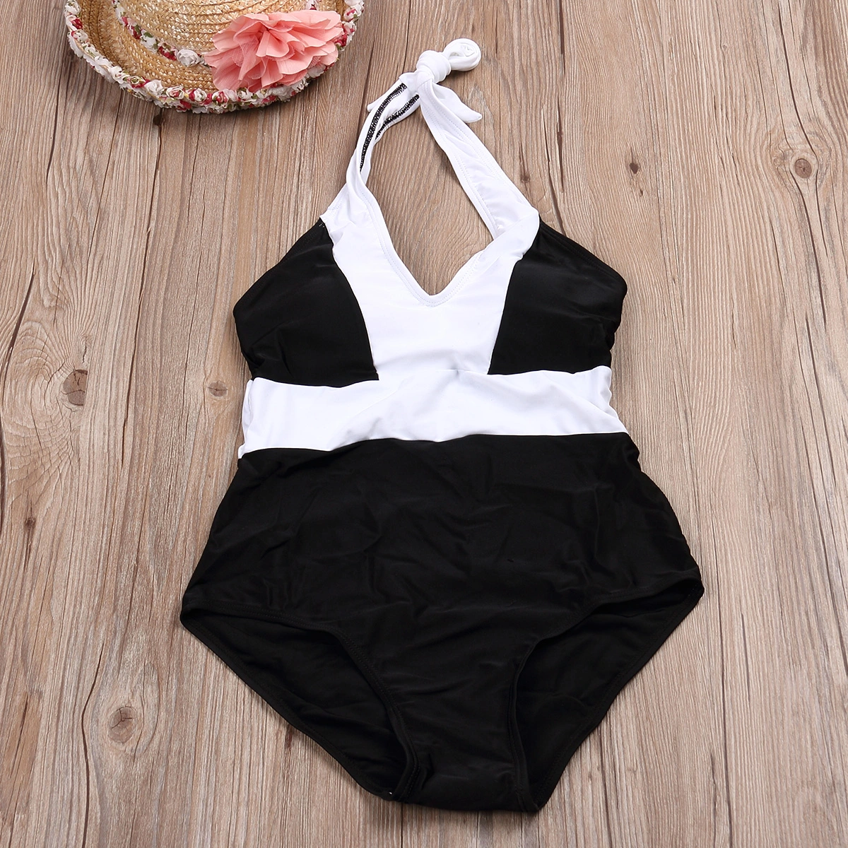 Women Summer Color Block Swimsuit, V-neck Push Up Bathing Suit
