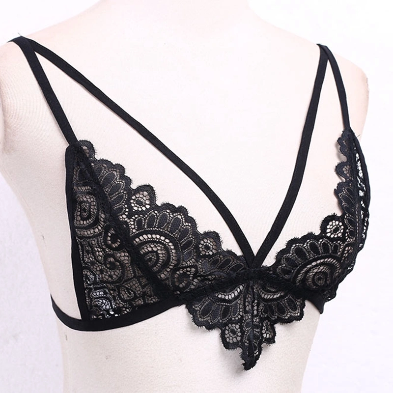 Women Bra/2PCS Bikini Set Lace Sling Buckle Bralette Sling Bra Low Cut Panty