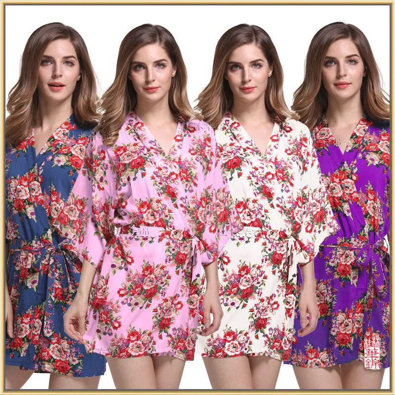 Ladies Floral Printed Sleepwear V-Neck Retro Casual Dress Pajama