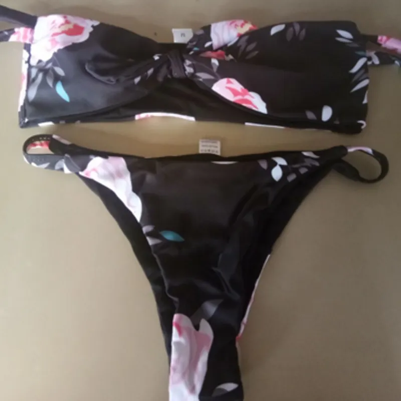 Women's 2 Pieces Swimsuit Flower Print Push-up Padded Bathing Suits